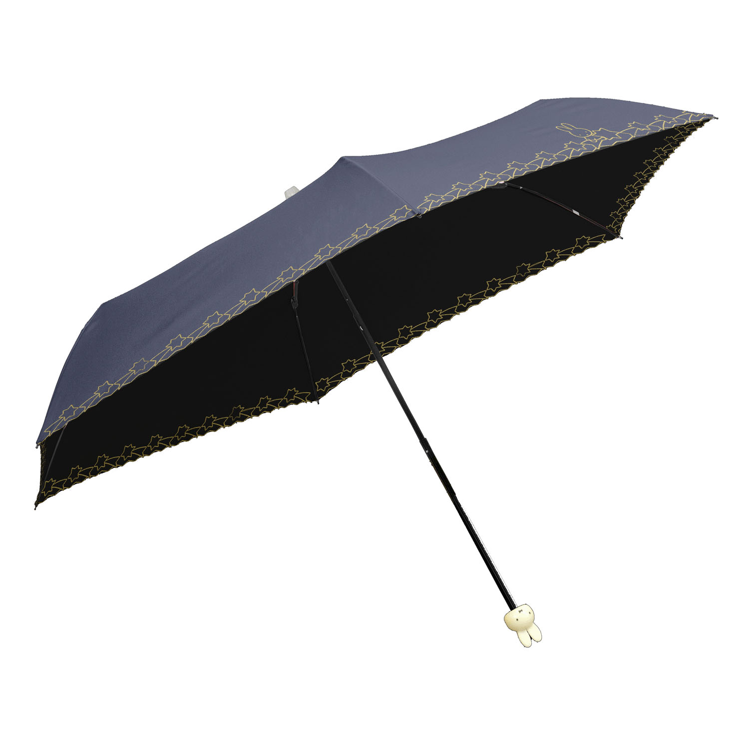 ミッフィー 1級遮光晴雨兼用コンパクト折傘 ミッフィーハンドル＆刺繍タイプ 刺繍miffy and shooting star - 画像2