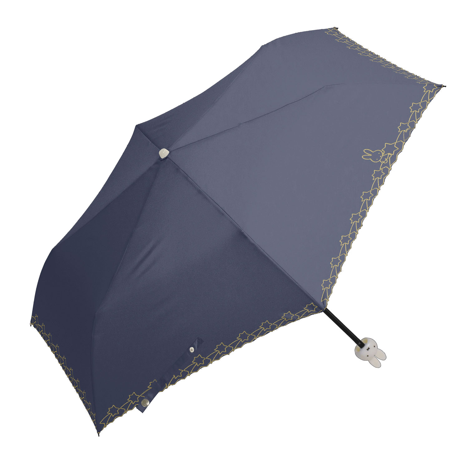 ミッフィー 1級遮光晴雨兼用コンパクト折傘 ミッフィーハンドル＆刺繍タイプ 刺繍miffy and shooting star - 画像1