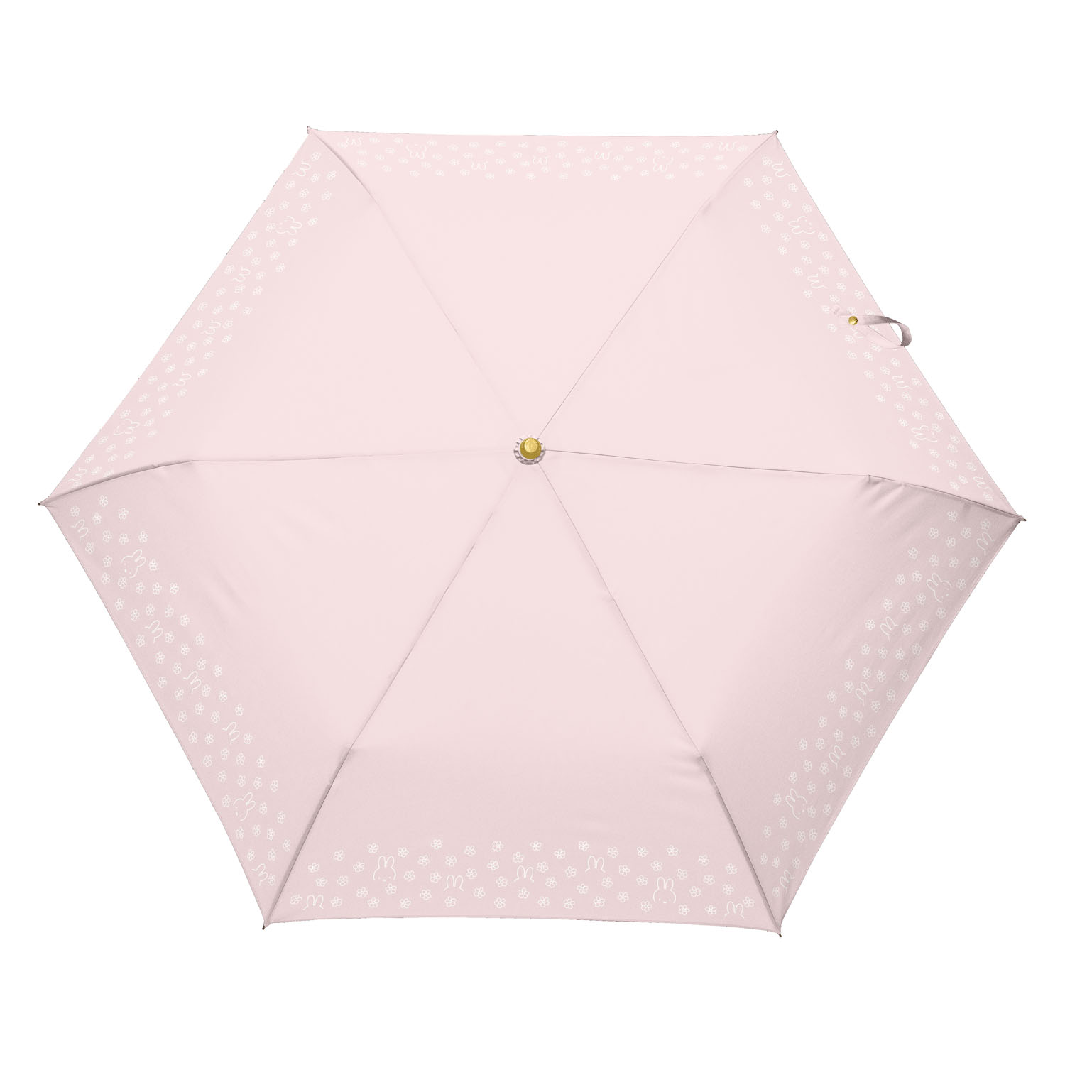 ミッフィー 晴雨兼用コンパクト折りたたみ傘 レザーハンドル フラワー柄 - 画像3