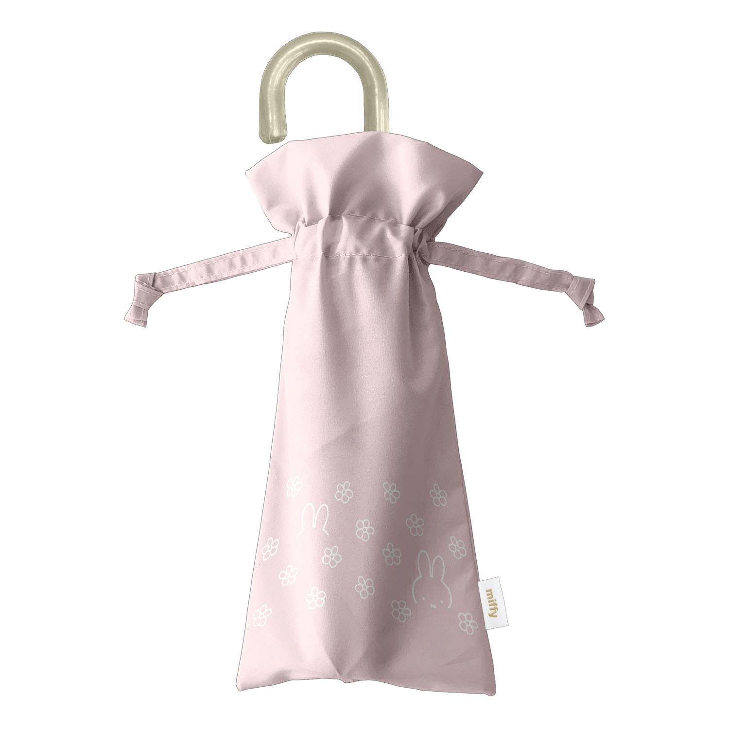 ミッフィー 晴雨兼用コンパクト折りたたみ傘 レザーハンドル フラワー柄 - 画像4