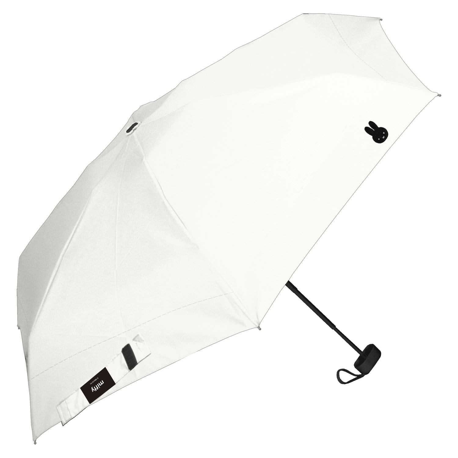 ミッフィー 1級遮光晴雨兼用超コンパクト折りたたみ傘 5段角型モノトーン ホワイト - 画像1