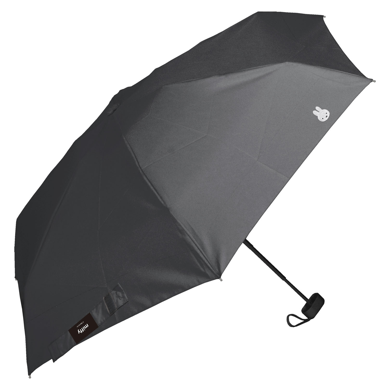ミッフィー 1級遮光晴雨兼用超コンパクト折りたたみ傘 5段角型モノトーン ブラック - 画像1