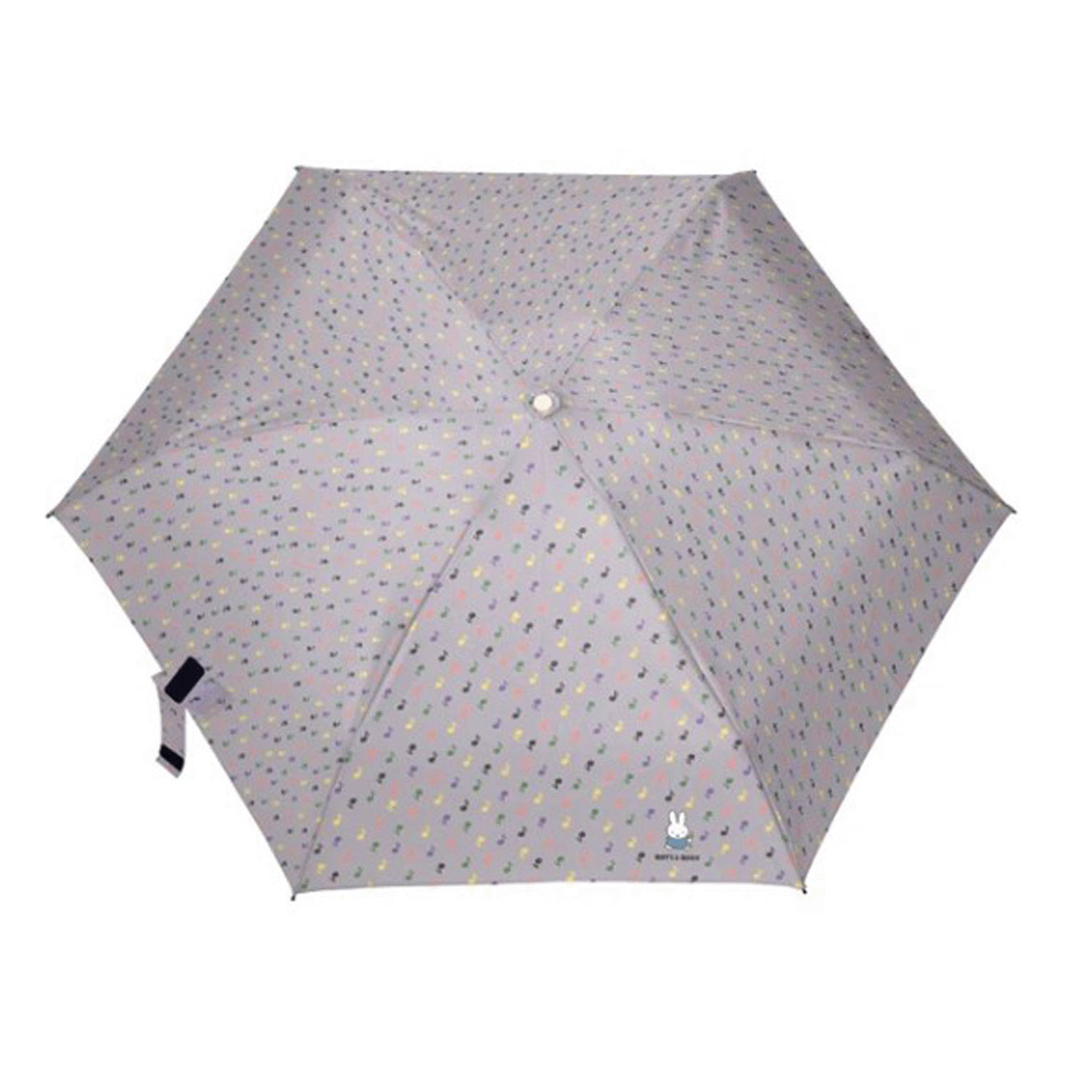 ミッフィー 晴雨兼用折りたたみ傘 5段丸型 MIFFY＆MUSIC グレー - 画像1