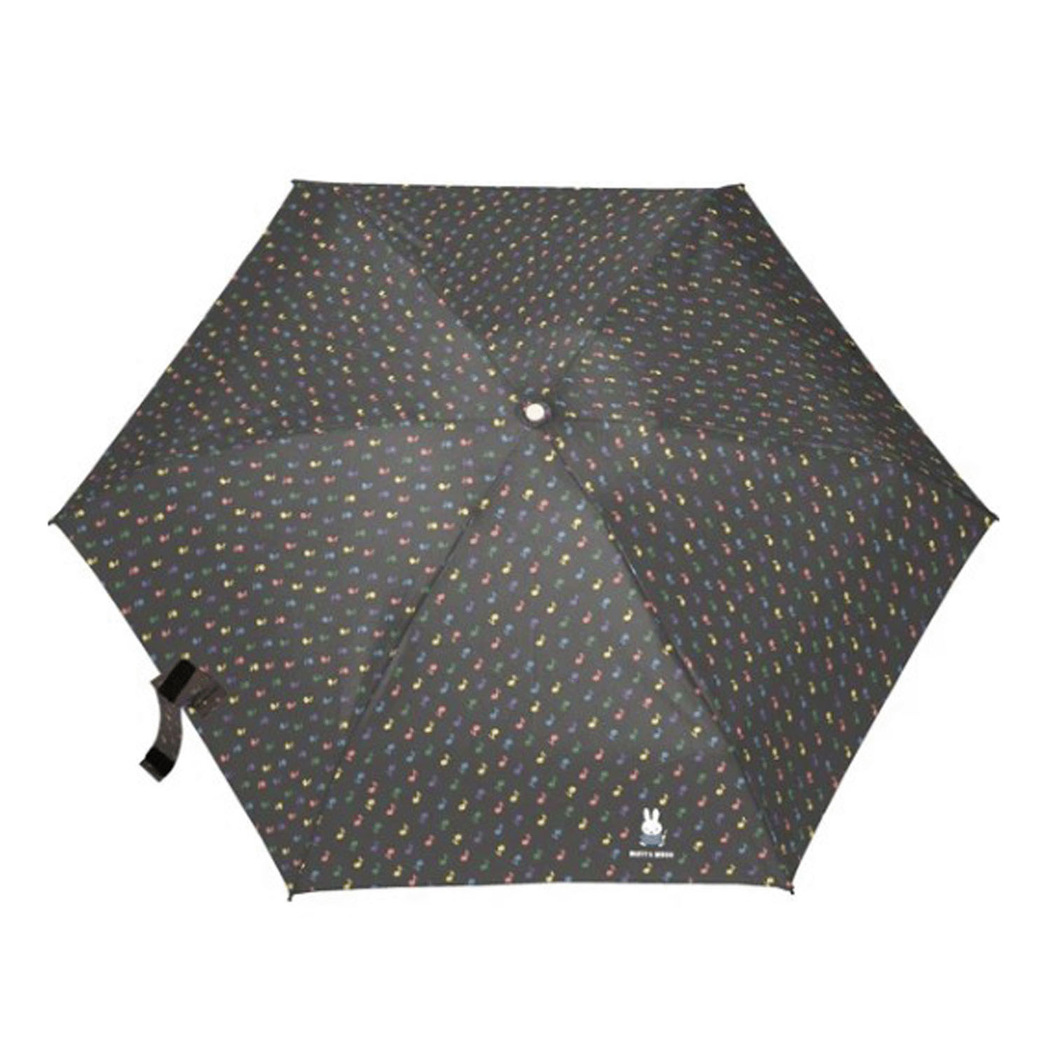 ミッフィー 晴雨兼用折りたたみ傘 5段丸型 MIFFY＆MUSIC黒 - 画像1