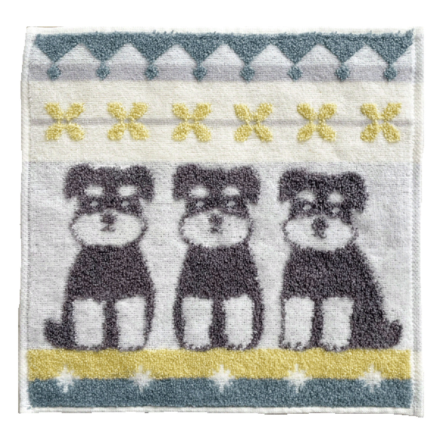 ハンカチタオル シュナウザー イエロー系 - 画像1