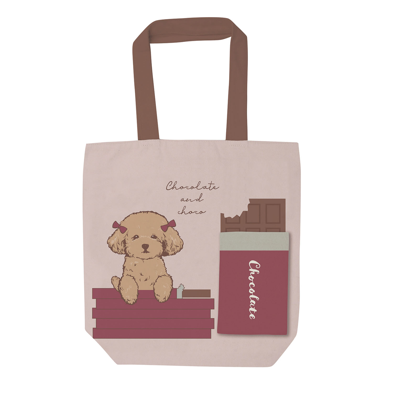 前ポケット付きトートバッグ チョコとチョコレート - 画像1