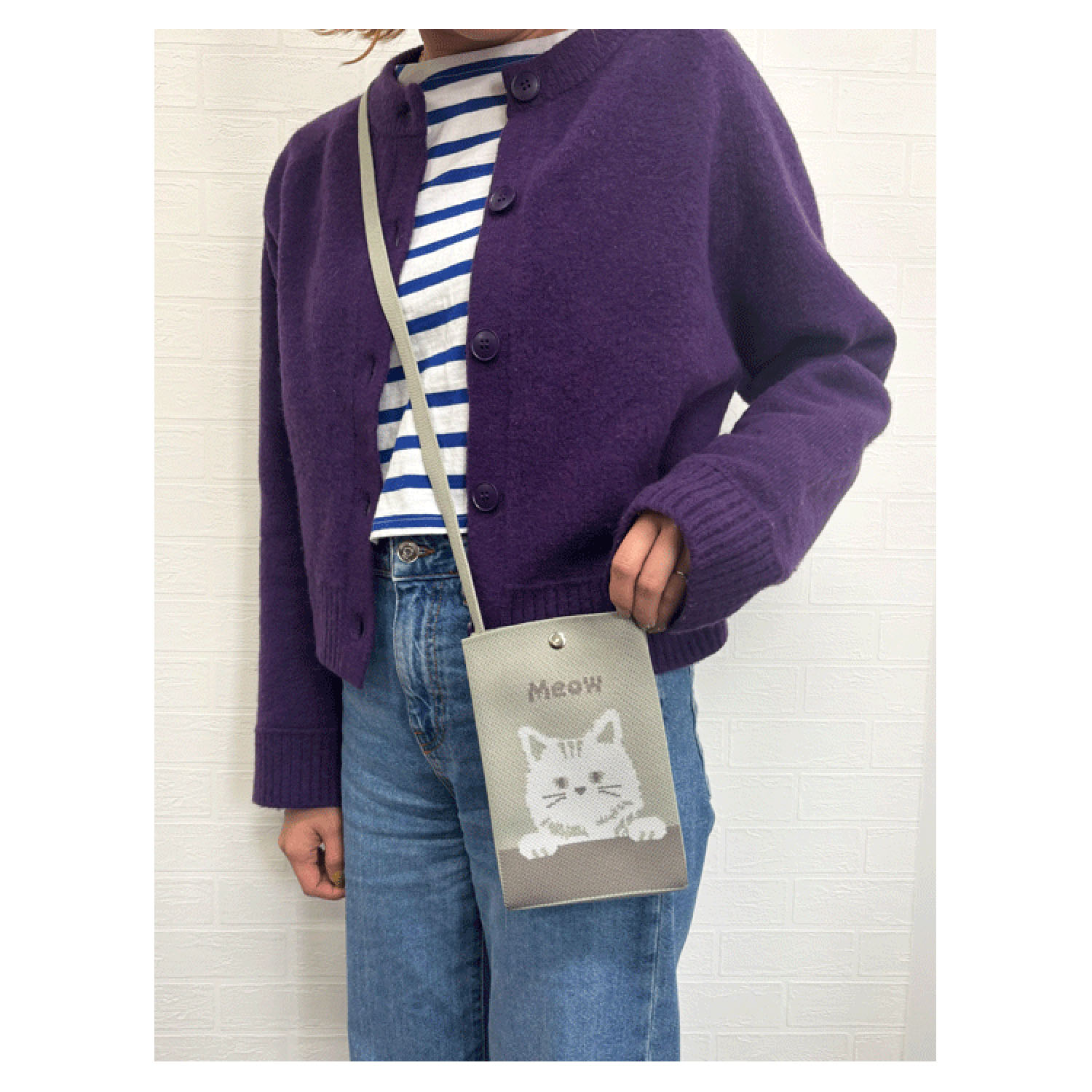 ニットショルダーバッグ ねこ - 画像3