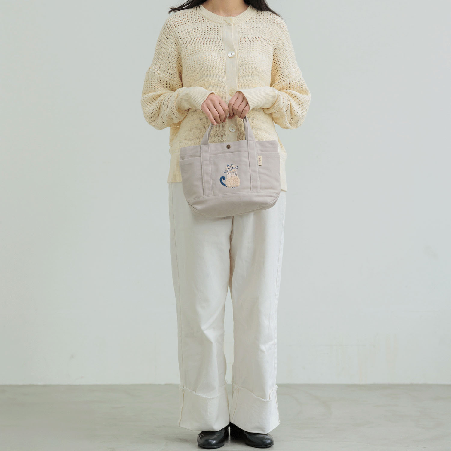 fikalycka 帆布トート サガラ刺繍 グレージュ - 画像7