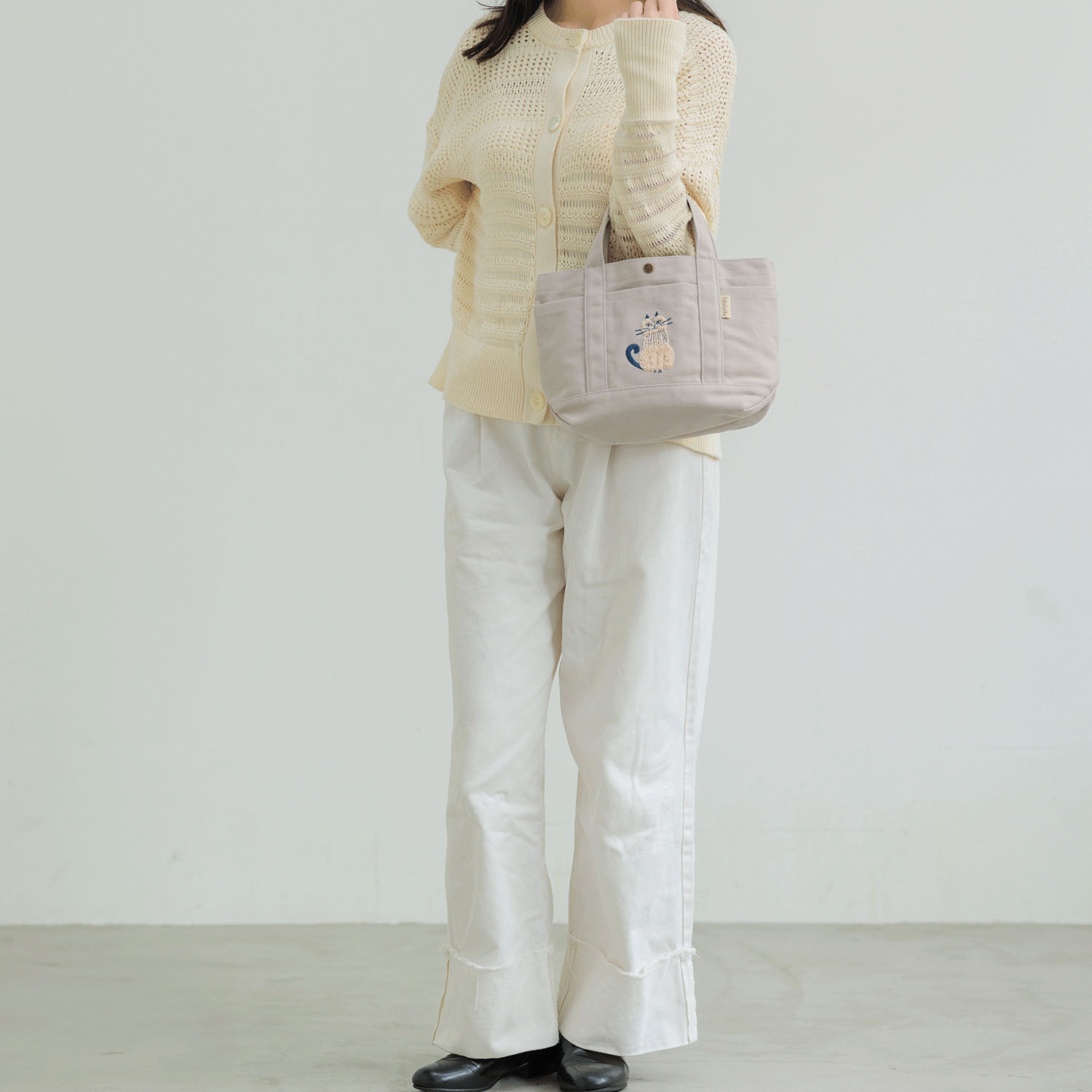 fikalycka 帆布トート サガラ刺繍 グレージュ - 画像9