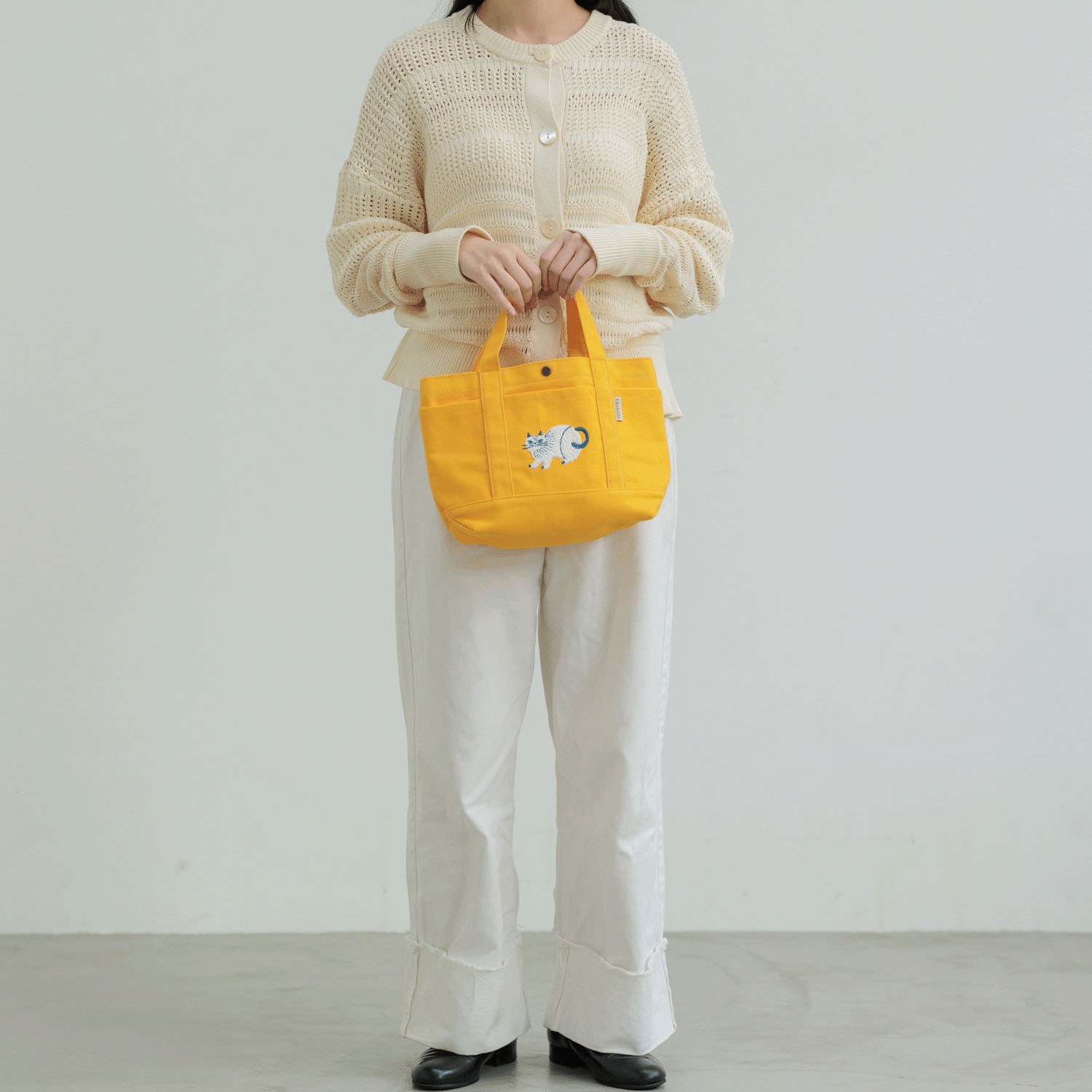 fikalycka 帆布トート サガラ刺繍 イエロー - 画像2