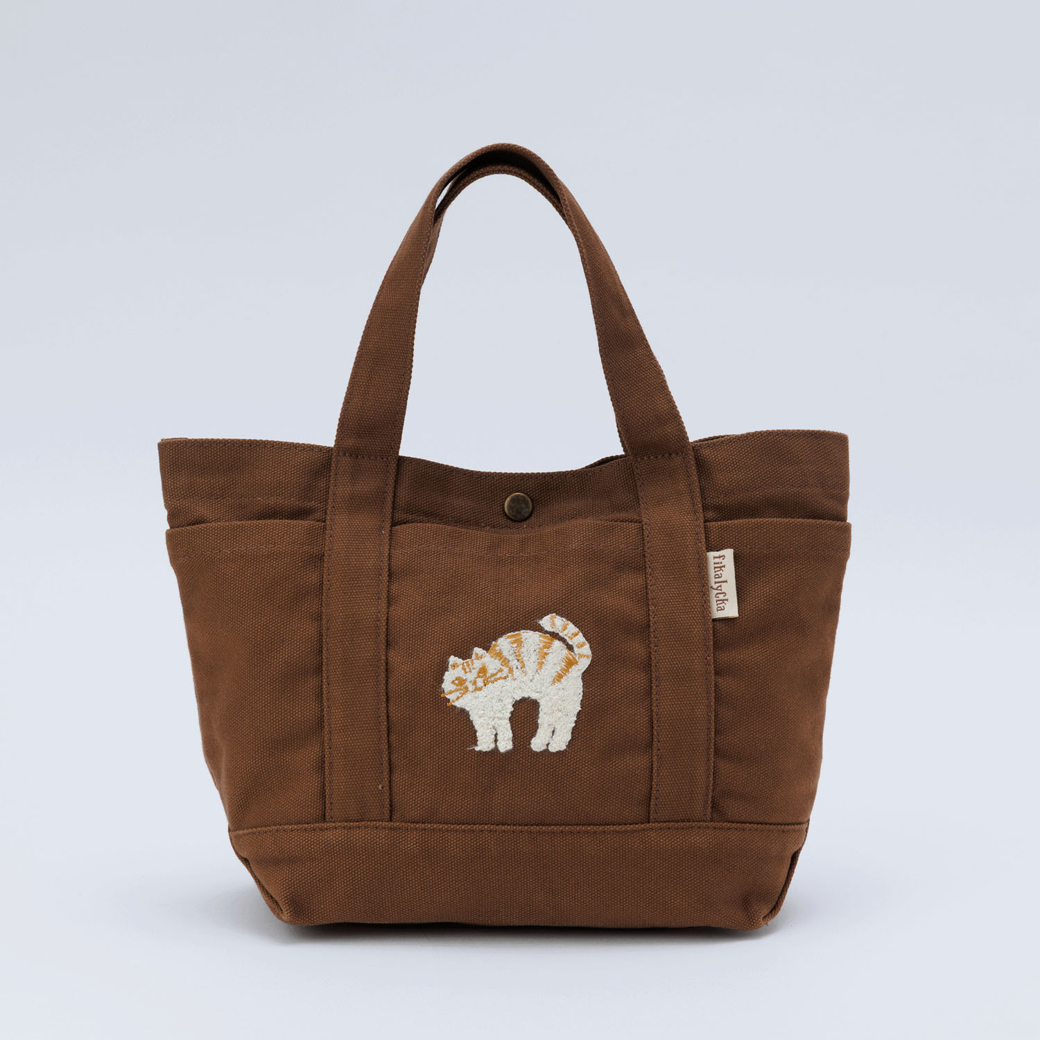 fikalycka 帆布トート サガラ刺繍 ブラウン - 画像1