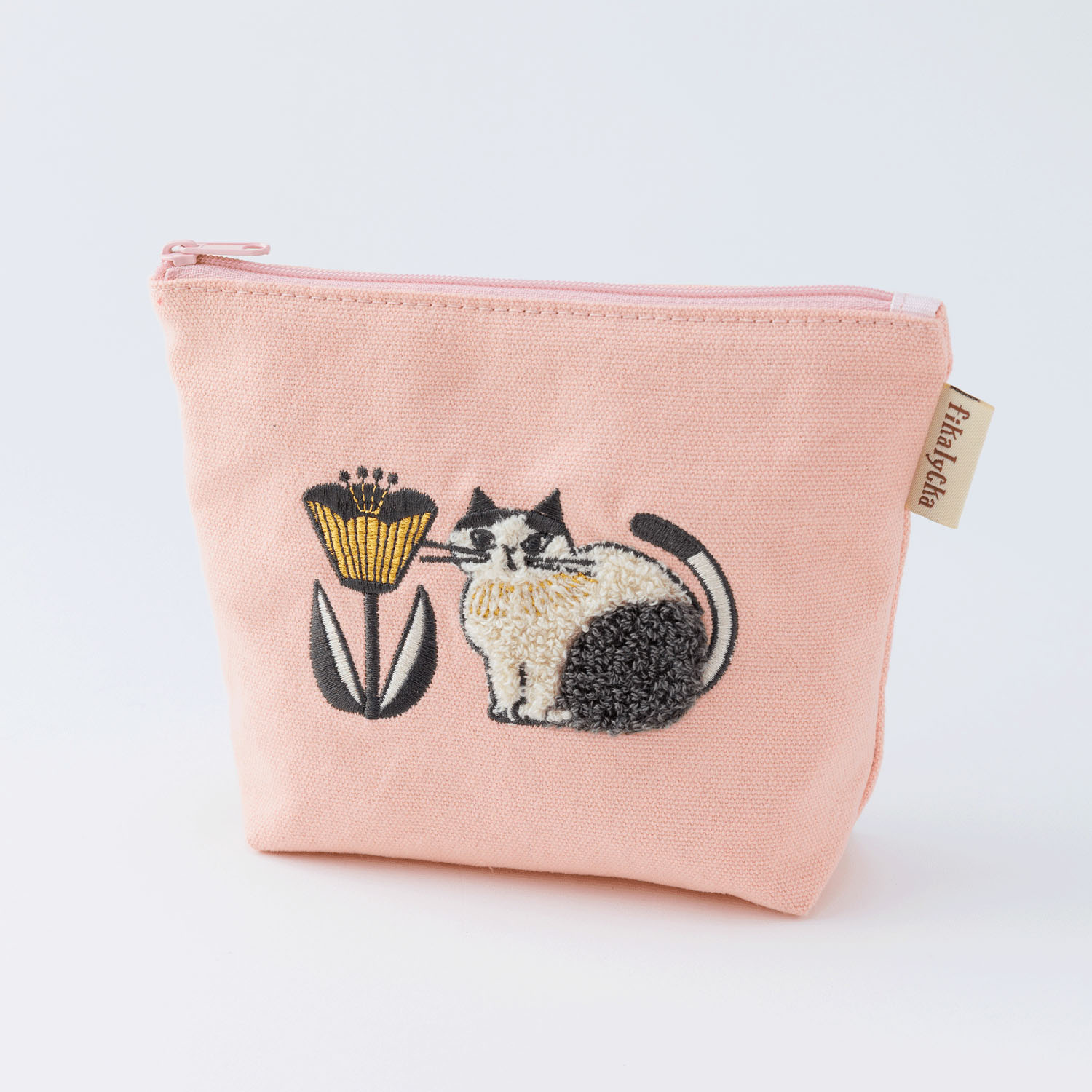 fikalycka 舟形ポーチ サガラ刺繍 ピンク - 画像1