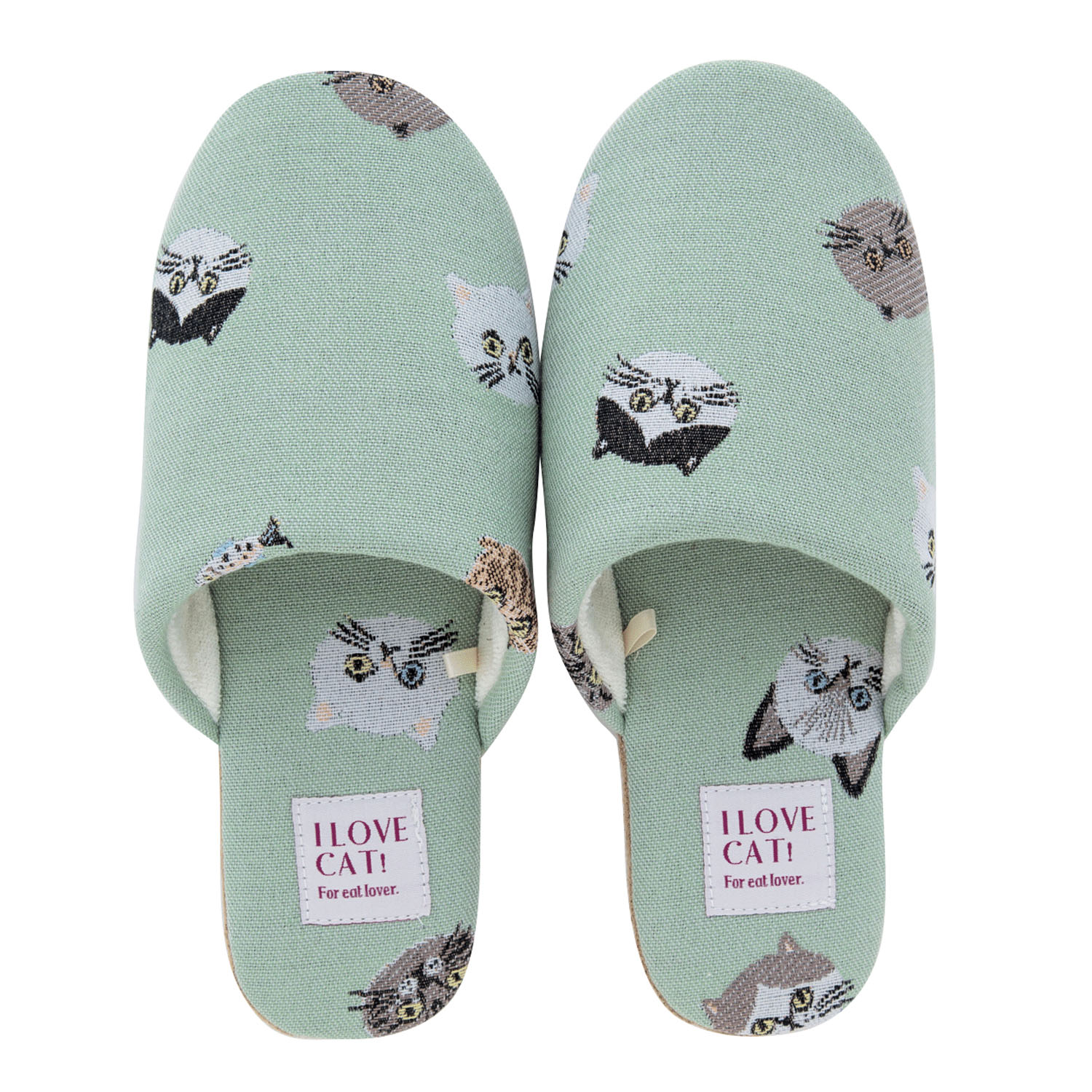 I LOVE CAT！スリッパ セージ - 画像1