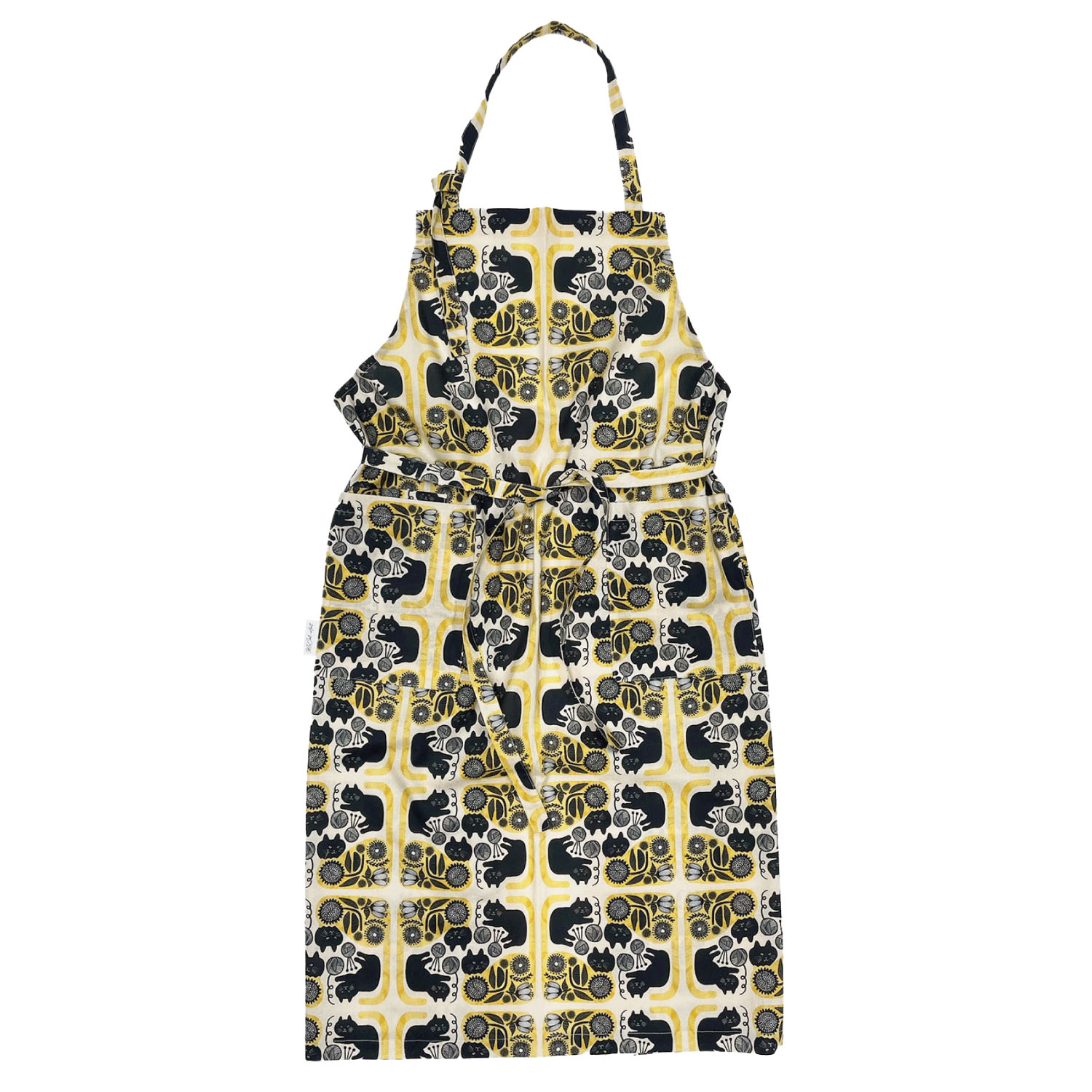 365Cat．Art エプロン 黒猫とお花 - 画像1