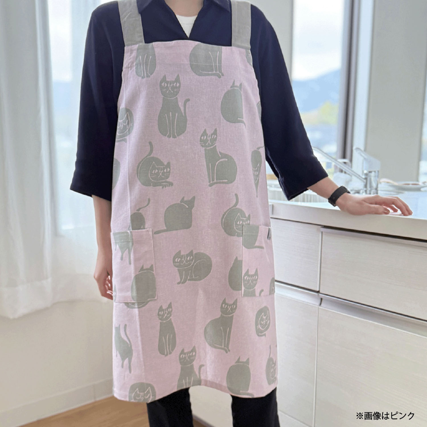 おかべてつろう エプロン ピンク - 画像3