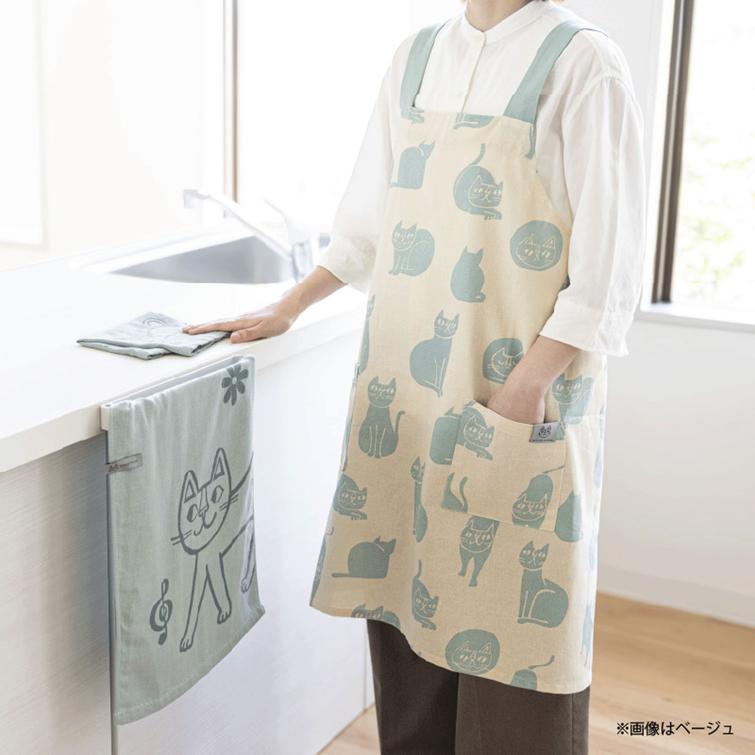 おかべてつろう エプロン ベージュ - 画像4