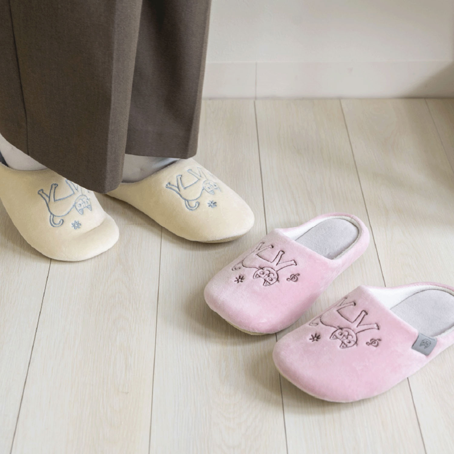 おかべてつろう スリッパ ピンク - 画像4