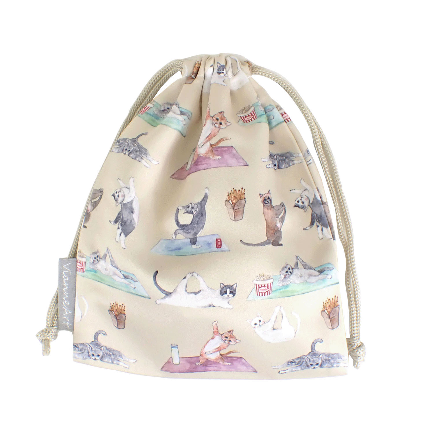 NyanWoof 巾着ポーチ ヨガキャット - 画像1