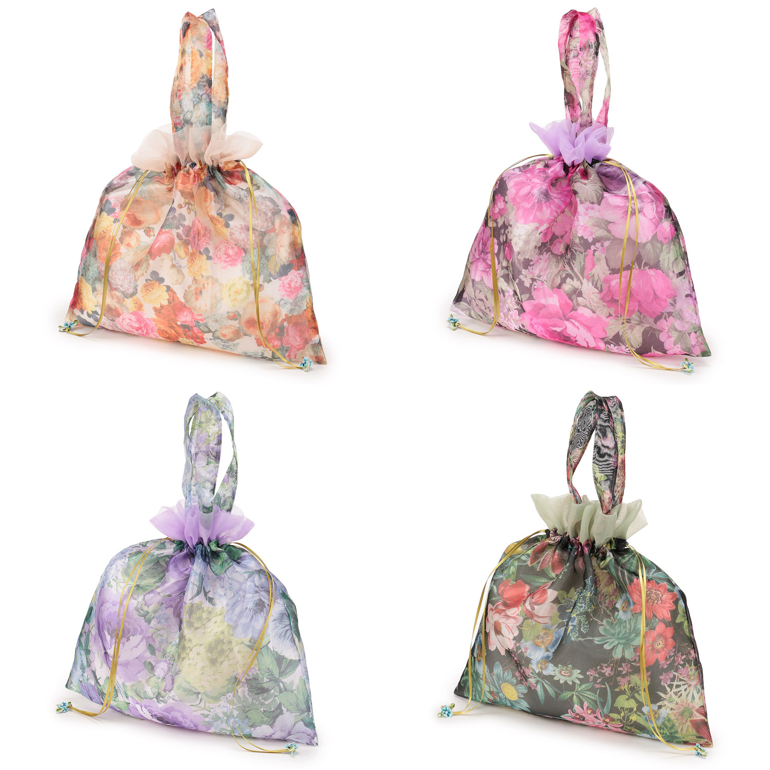 花柄巾着手提げ