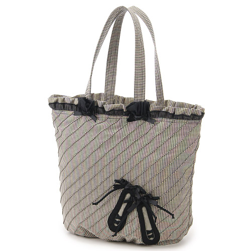 斜めピンタック 底マチ トートバッグ - 画像1