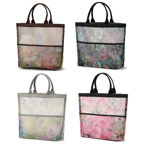 花柄メッシュ手提げバッグ 大 - 画像1