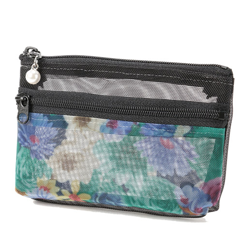 柄メッシュ 2段ファスナーポーチ 小 - 画像3