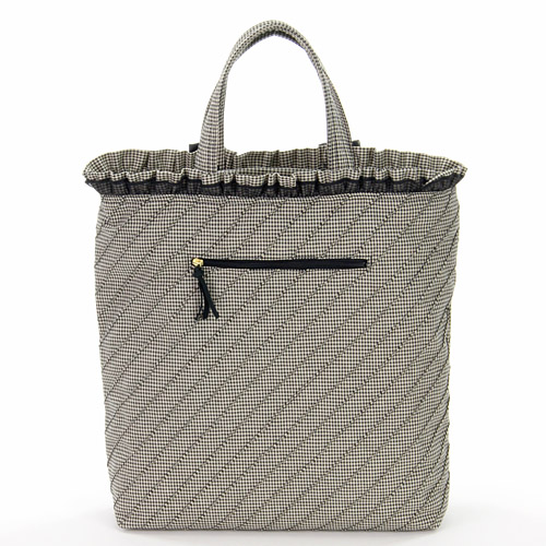 斜めピンタック トゥシューズパッチワーク 手提げバッグ - 画像3