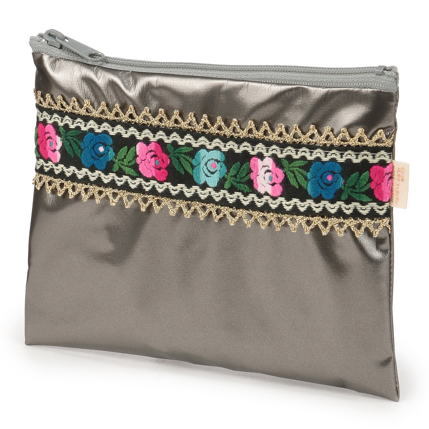 【日本製】 刺繍バラ フラットポーチ - 画像4