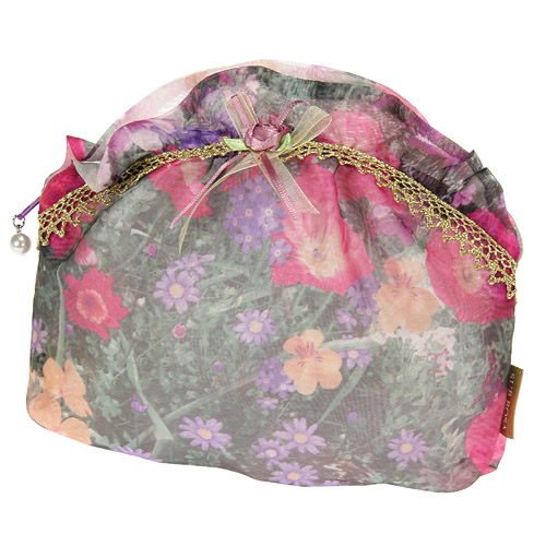 オーガンジー フリル ポーチ