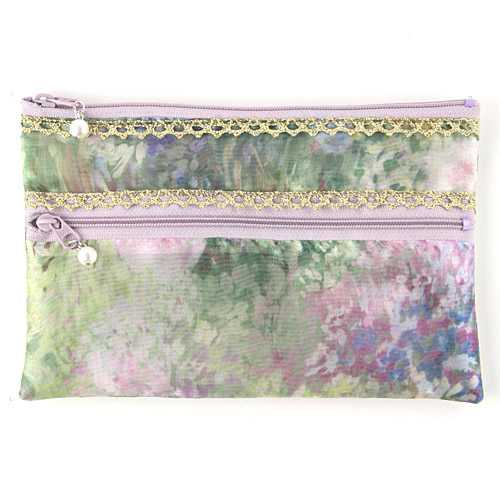 オーガンジー 2段ファスナー平ポーチ - 画像2