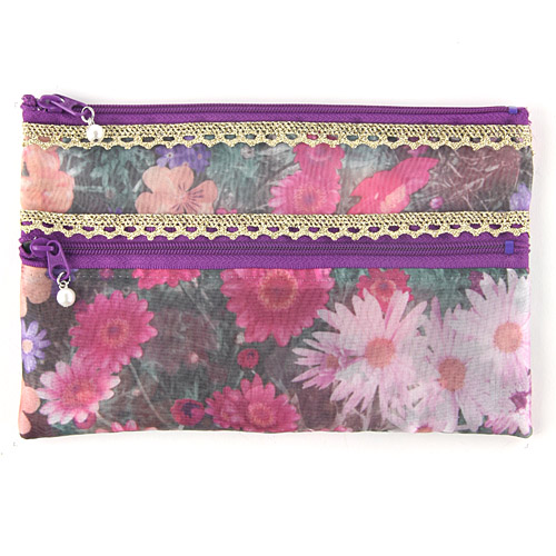 オーガンジー 2段ファスナー平ポーチ