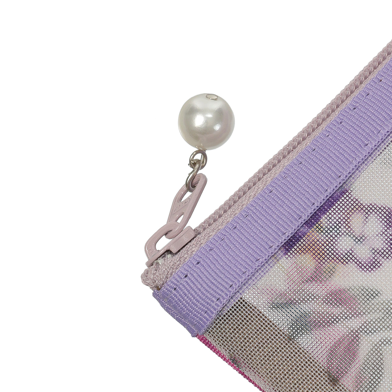 【日本製】 花柄メッシュ天ファスナーフラットポーチ（特大） - 画像6