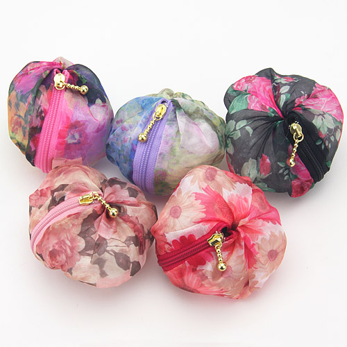 オーガンジー  丸ポーチミニ （柄アソート5個組） - 画像2