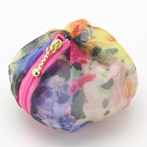 オーガンジー  丸ポーチミニ （柄アソート5個組） - 画像3