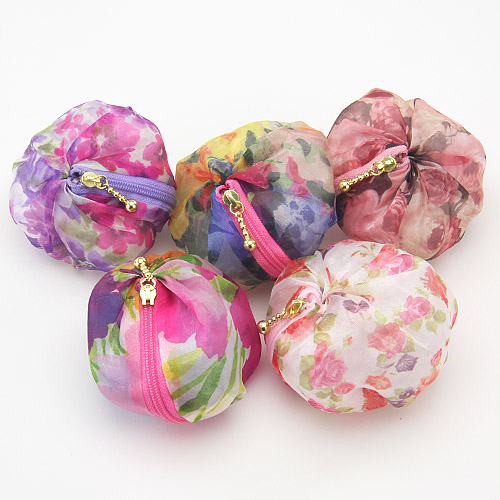 オーガンジー  丸ポーチミニ （柄アソート5個組）