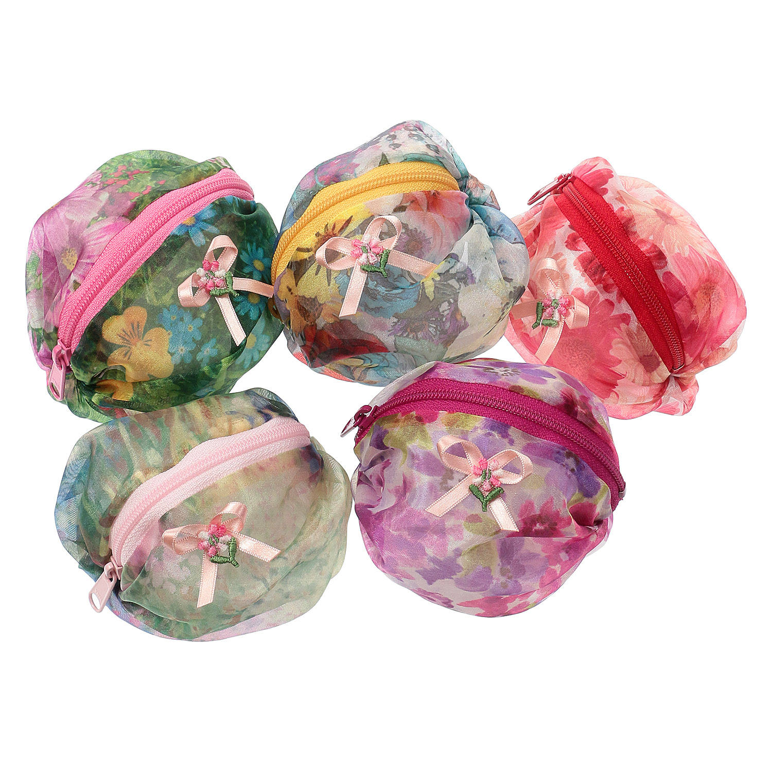 オーガンジー 楕円型ポーチ （柄アソート5個セット）