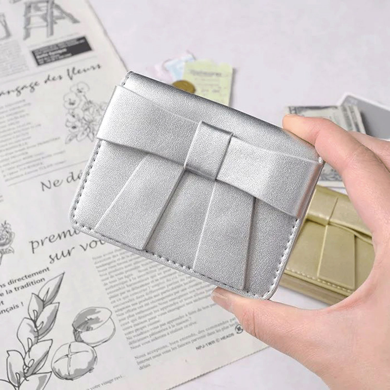 リボン×メタリックカラー ミニウォレット - 画像2