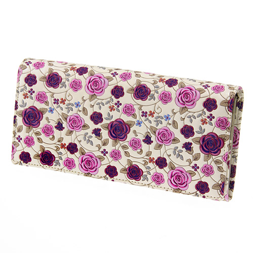 【取り寄せ商品】 浅草文庫革 バラ柄かぶせ束入 - 画像1