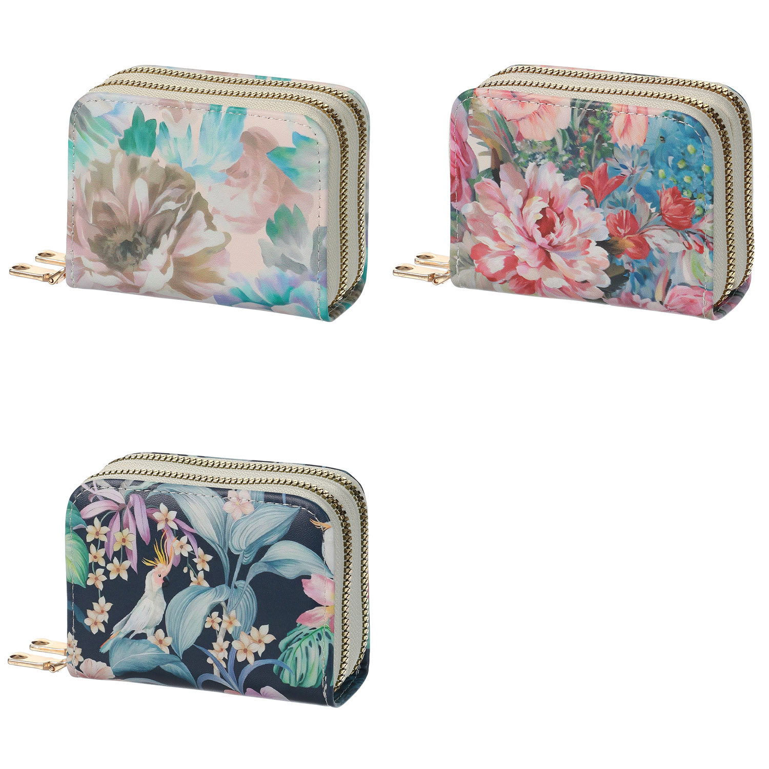 ダブルファスナー式花柄カード入 - 画像1