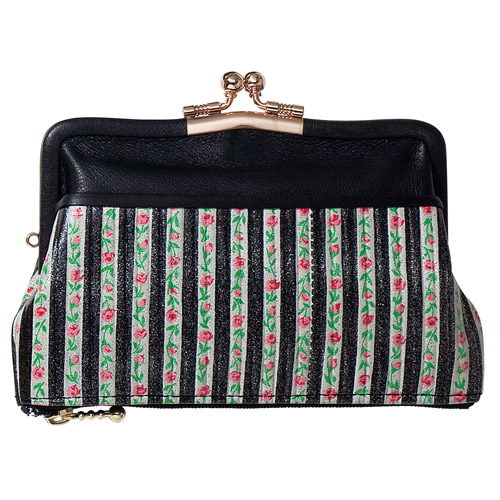 【日本製】 ボンシック ストライプ そこファスナーがま口 - 画像1