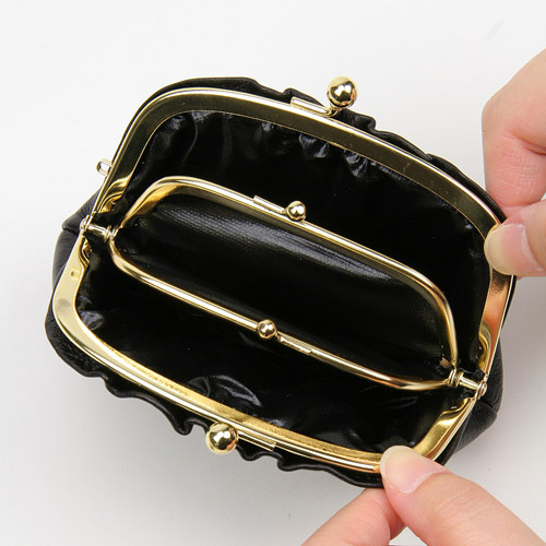 【日本製】 無地ヒダ付親子がま口 - 画像2