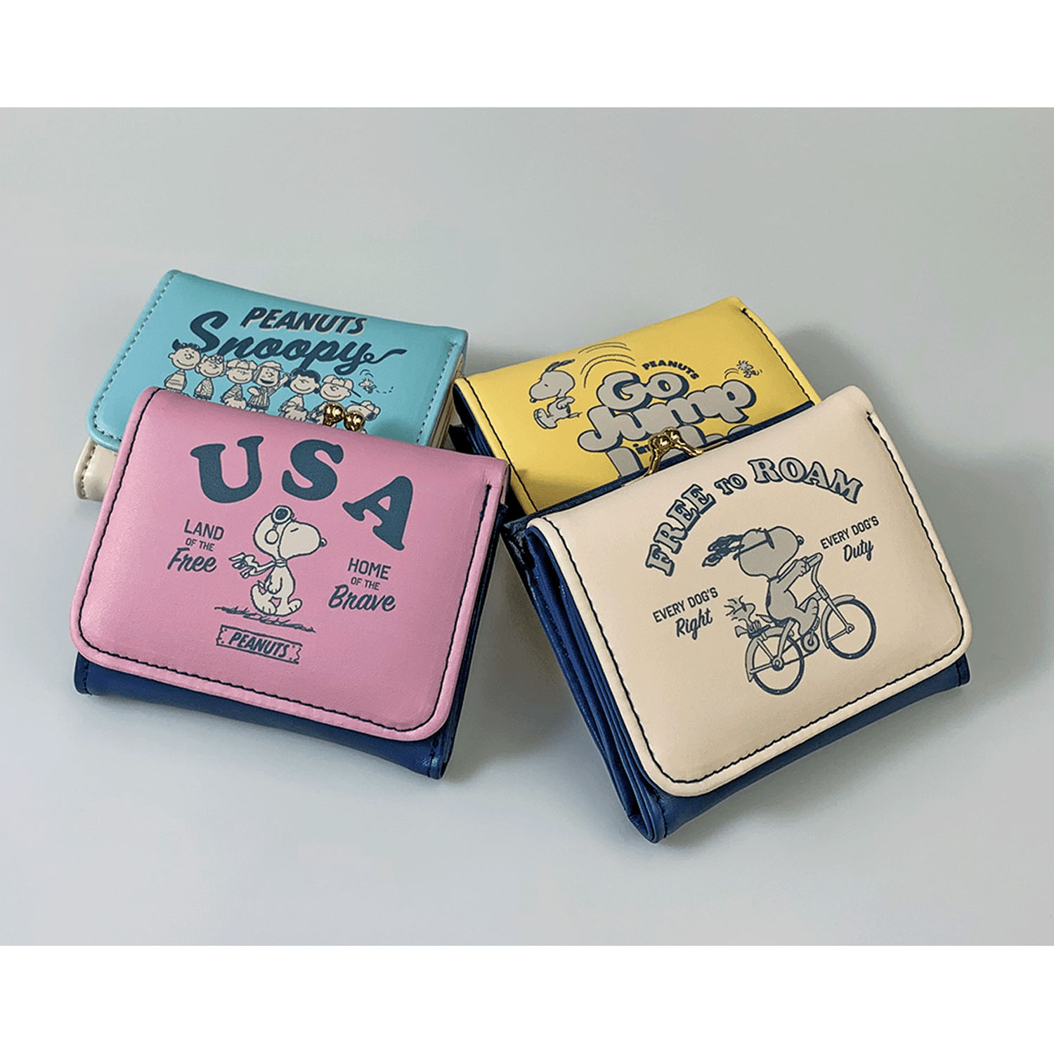 【スヌーピー】 小銭入れ付きミニ財布 （4柄各1） - 画像1
