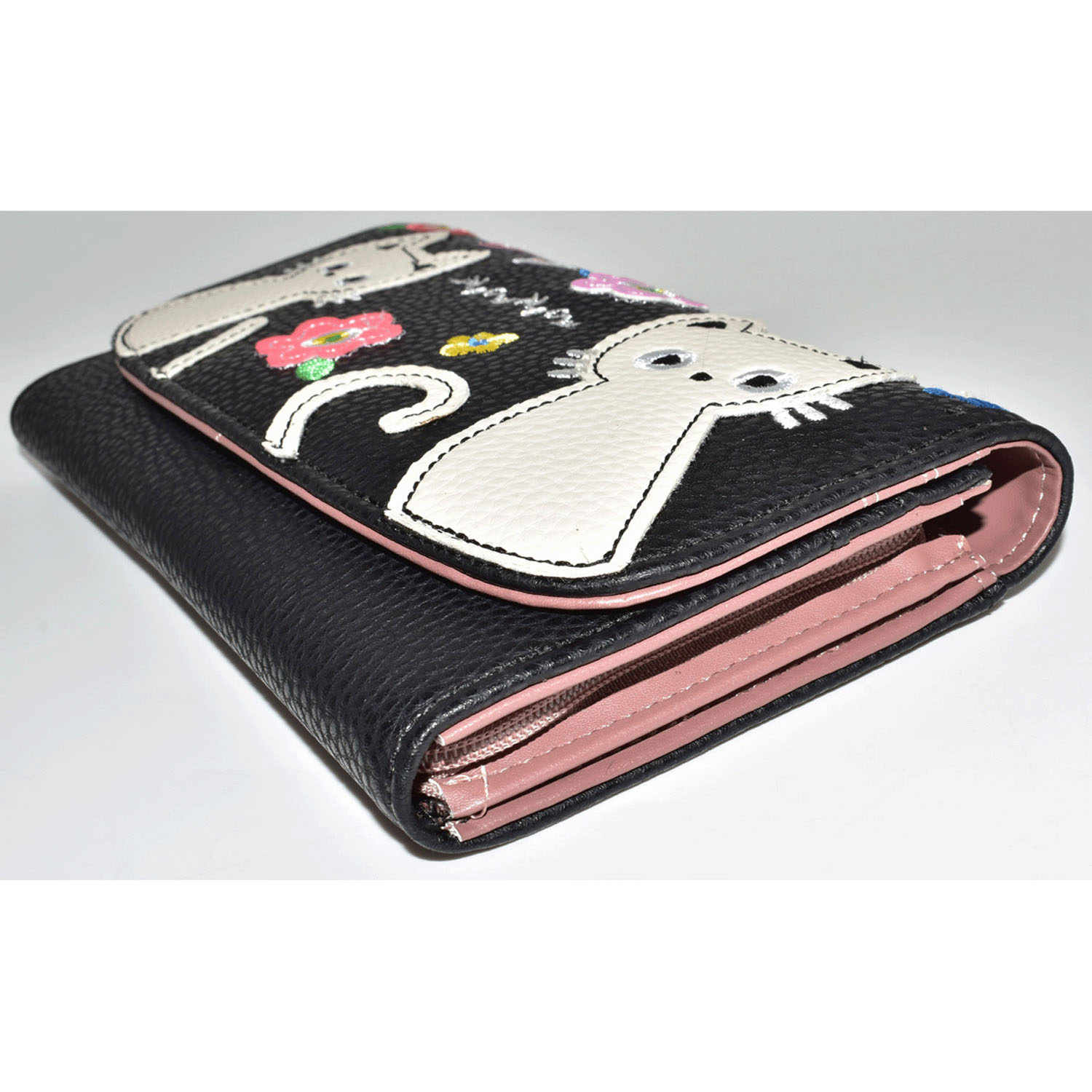 猫パッチワーク かぶせ長財布 - 画像5