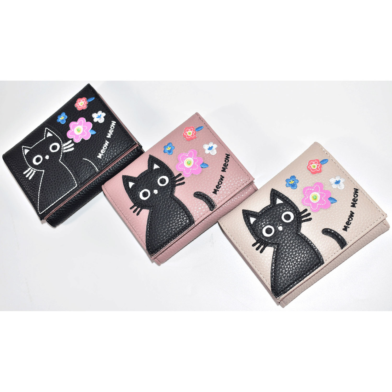 猫パッチワーク 2ツ折り財布