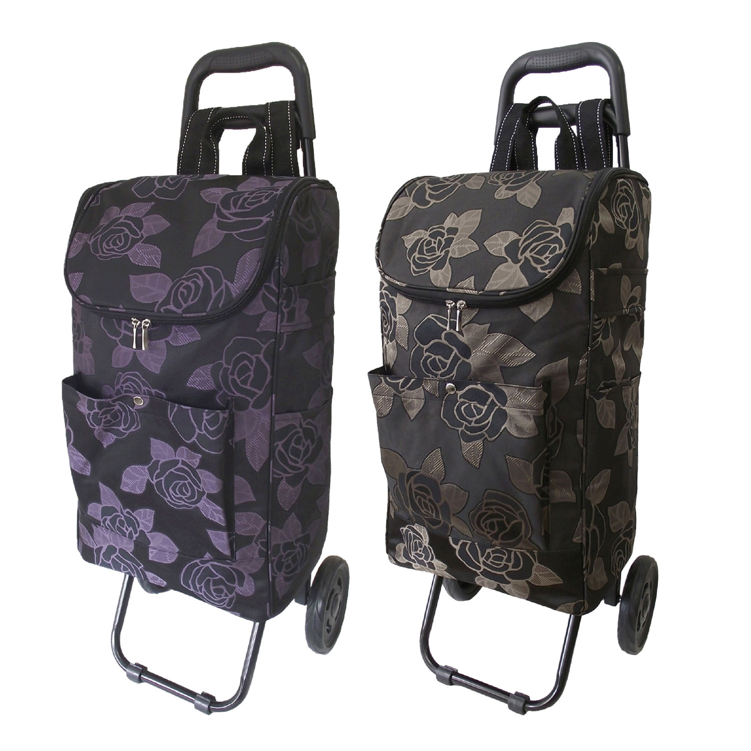 折り畳み式 花柄キャリーカート - 画像1