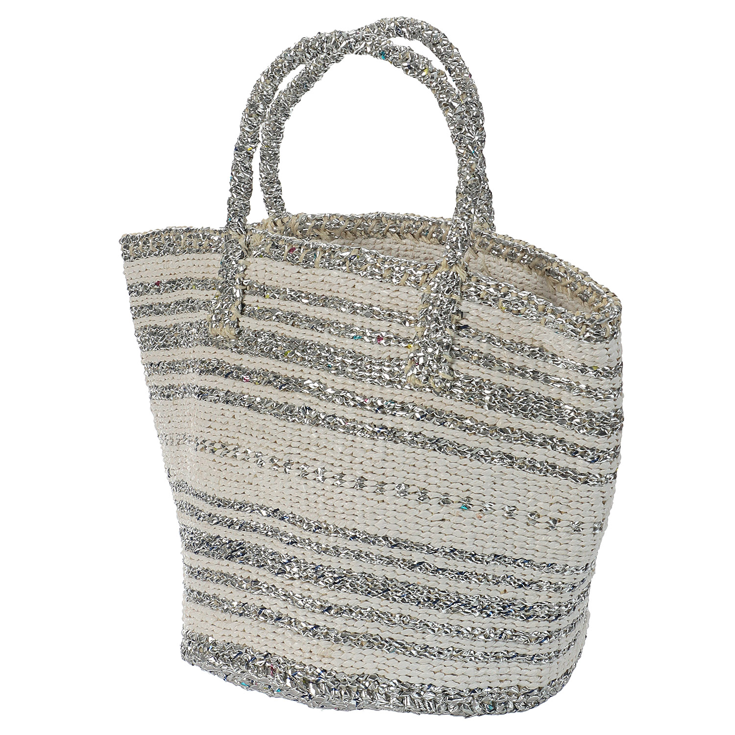 ケニアストライプサイザルカゴバッグ - 画像1