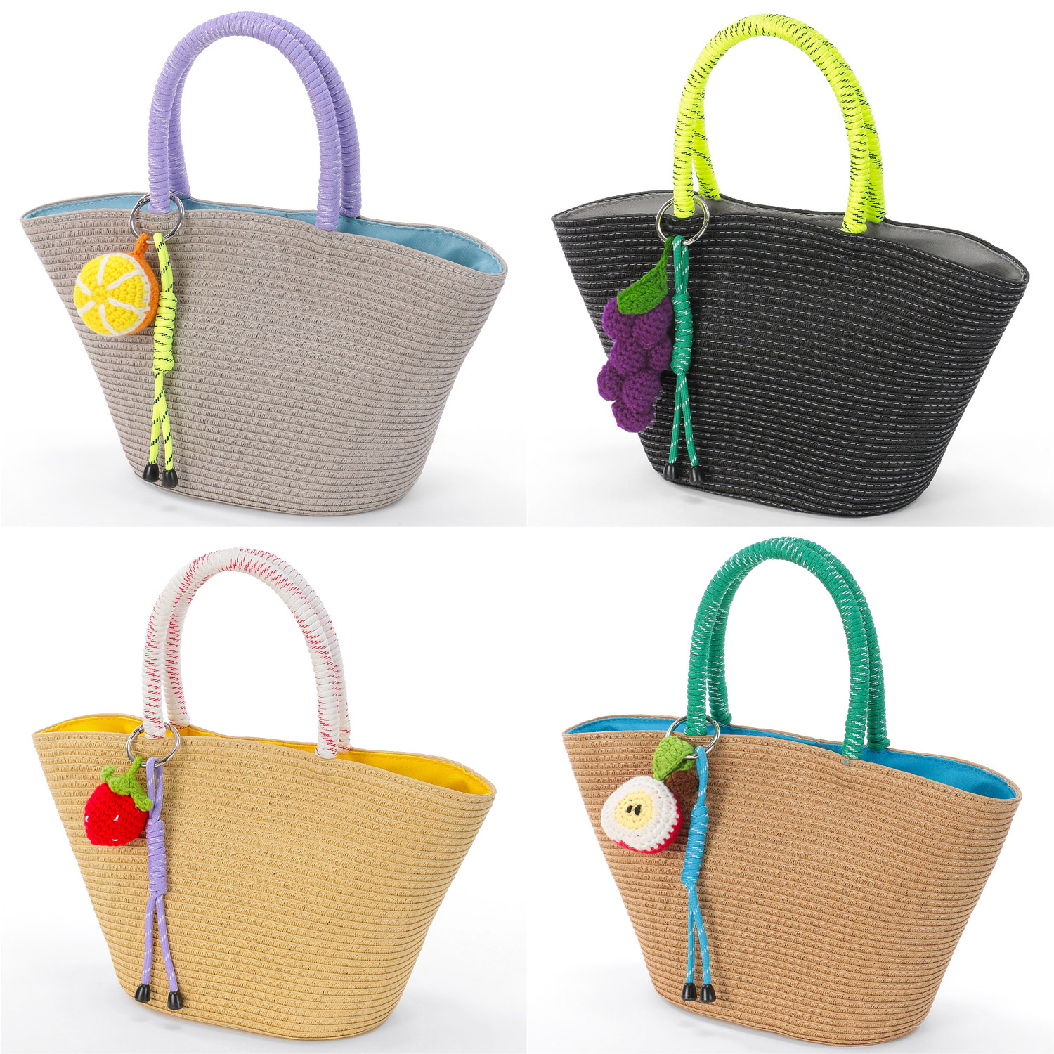 COOCO フルーツチャーム付カゴバッグ