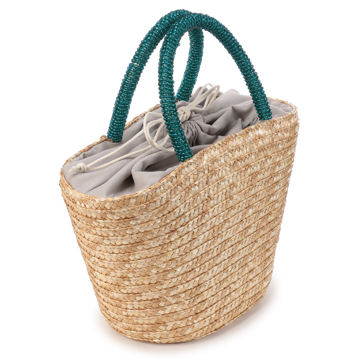 COOCO SMILEY パール刺繍ビーズハンドルカゴバッグ - 画像5