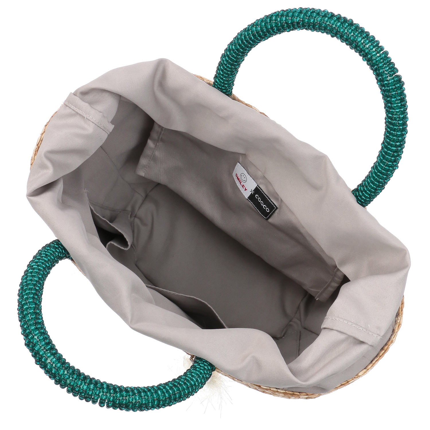 COOCO SMILEY パール刺繍ビーズハンドルカゴバッグ - 画像7