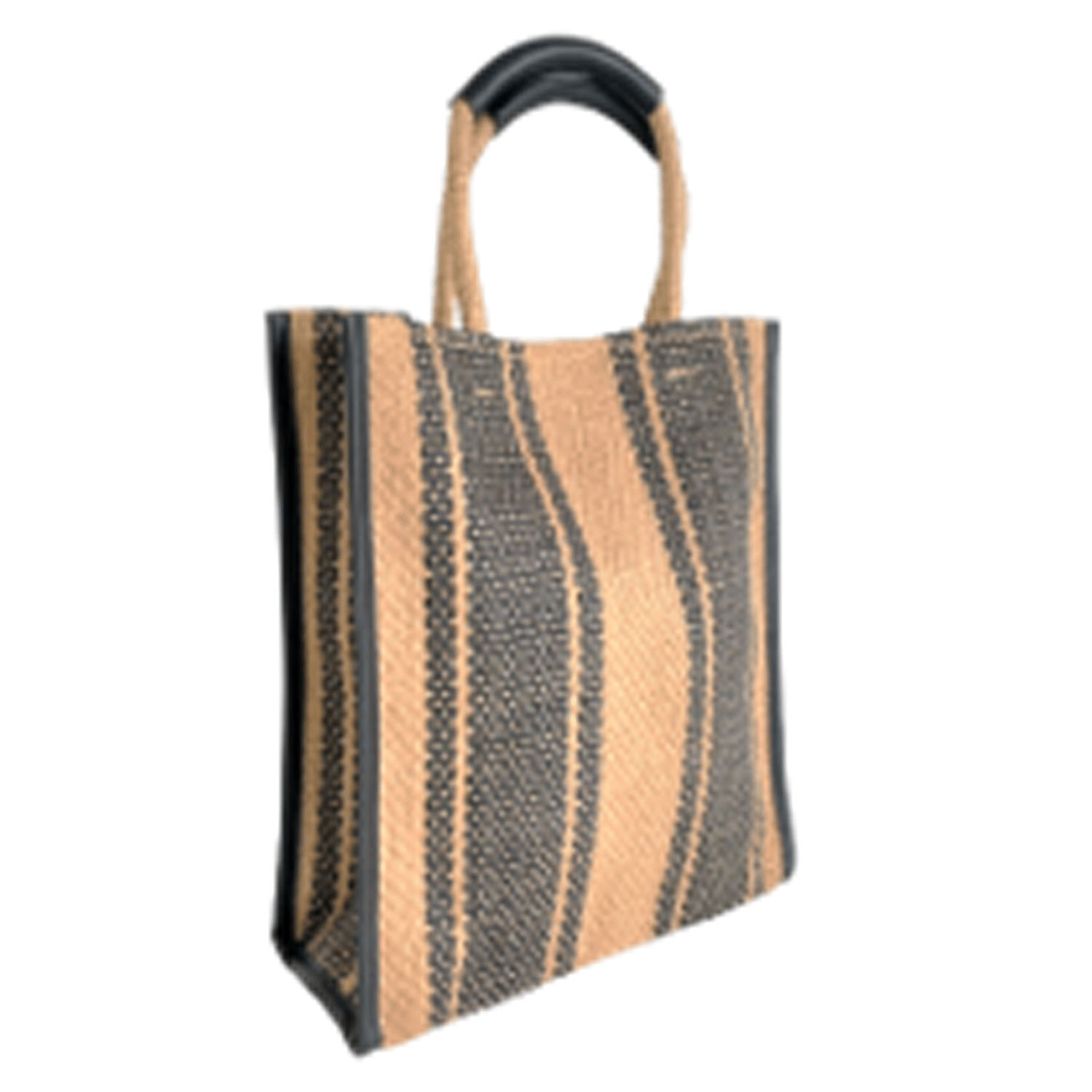 ストライプ柄ジュート縦型トートバッグ - 画像2